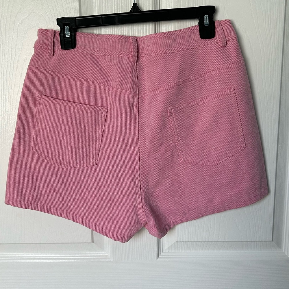 Cloud Ten High Rise Buttonfly Pink & White Pinstriped Denim Short Size L NWT - Picture 3 of 9